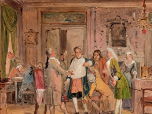 Vielgeschrey's hardships, scene from L. Holberg's Den stundeslose, Act 1, Scene 6, before 1850. Creator: Wilhelm Marstrand