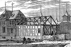 1873 Vienna Worlds Fair Prints: The Vienna Exhibition: Alsace-Lorraine buildings after the fire, 1873. Creator: Unknown