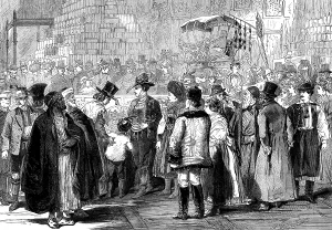 Worlds Fair Prints: Vienna Exhibition: looking at the model of Jerusalem, 1873. Creator: Unknown