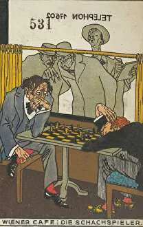 Viennese Gallery: Viennese Cafe: The Chess Players (Wiener Cafe: Die Schachspieler), 1911. Creator: Moritz Jung