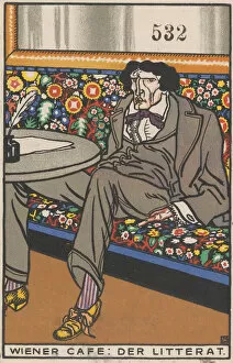 Viennese Gallery: Viennese Cafe: The Man of Letters (Wiener Cafe: Der Litterat), 1911. Creator: Moritz Jung