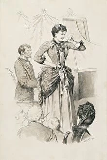 Vocalist Collection: Viennese types: singer Fräulein Hornischer and her pianist in front of an audience, 1886