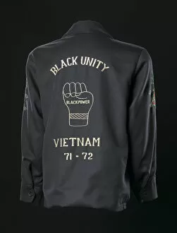 Vietnam tour jacket with Black Power embroidery, 1971-1972. Creator: Saha Union Group