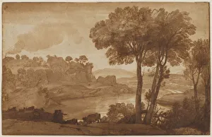 View of the Acqua Acetosa (recto); David and Goliath (verso), c. 1645. Creator: Claude Lorrain