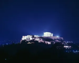 View of the Acropolis at night, 5th century BC