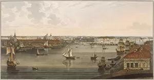 Neva River Collection: View to the Admiralty, old St Isaacs Cathedral, English embankment