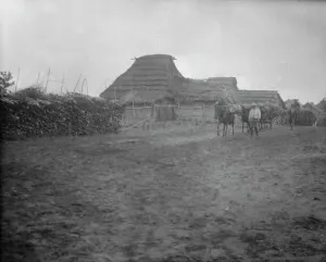 Habitation Prints: View of Ainu village, 1908. Creator: Arnold Genthe