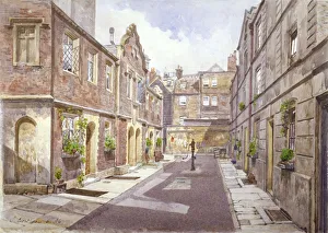 Almshouse Gallery: View of almshouses in Cock Court, Jewry Street, City of London, 1886. Artist