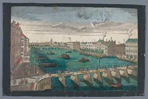 View of the Amstel between the Blauwbrug and the Hogesluis in Amsterdam, 1742-1801. Creator: Anon