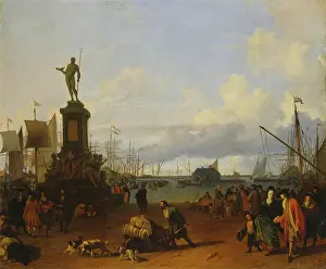 Merchant Prints: View of the Amsterdam Harbour at the IJ River, 1700. Creator: Ludolf Backhuysen I