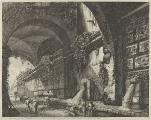 View of the ancient aquaduct and fountains situated near the Chiavica del Bufalo in Rome... 1822. Creator: Luigi Rossini