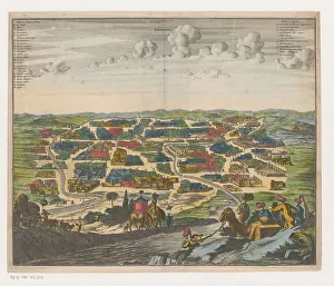 Dromedaries Prints: View of Ardabil, c.1674. Creator: Gaspar Bouttats