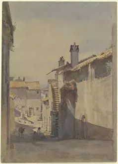 Chimneys Prints: View from Ariccia, c1850-1900. Creator: Johann Heinrich Hasselhorst