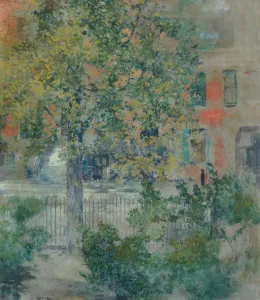 Artists House Prints: View from the Artists Window, Grove Street, ca. 1900. Creator: Robert Frederick Blum