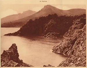 Cove Prints: View of Aurelius peak and Cap Roux, Le Trayas, 1930. Creator: Unknown