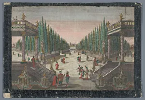 Istanbul Turkey Prints: View of an avenue in a cypress garden in Constantinople, 1742-1801. Creator: Anon