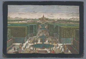 View of an avenue on the left side of a garden, 1742-1801. Creator: Georg Gottfried Winckler