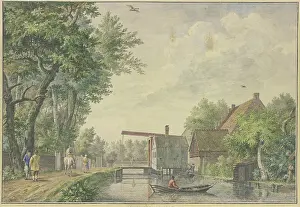 Rowboat Prints: View of Baambrugh, 18th century. Creator: Johannes de Bosch
