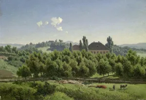 View of Bakke's Estate in Pilestredet in Oslo, 1850. Creator: Joachim Frich