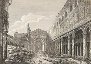 Rossini Prints: View of the Basilica of Saint Paul Outside the Walls in Rome
