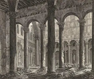 Rossini Prints: View of the Basilica of Saint Paul Outside the Walls in Rome