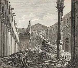 Rossini Prints: View of the Basilica of Saint Paul Outside the Walls in Rome