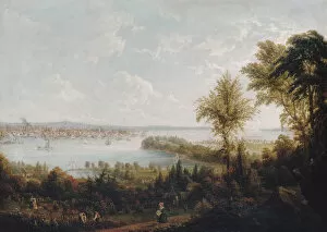 New Jersey Collection: View of the Bay and City of New York from Weehawken, 1840. Creator: Robert Havell