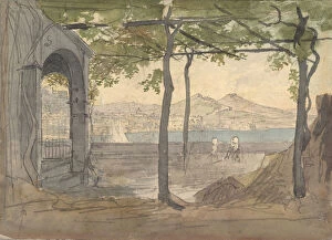 Campania Gallery: View of the Bay of Naples with Mount Vesuvius, early 19th century. Creator: Anon