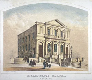 Bishopsgate Prints: View of Bishopsgate Congregational Chapel, Bishopsgate, City of London, 1855. Artist