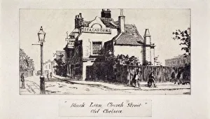 Greaves Prints: View of the Black Lion Inn, London, 1860. Artist: Walter Greaves