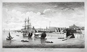 Woolwich Prints: View of boats on the River Thames near Woolwich, Kent, 1750. Artist: John Boydell