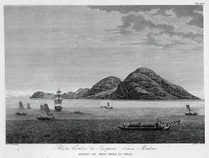 Macao Prints: View of Boca De Tigres Near Macao, 1813. Creator: Koz'ma Vasil'evich Chesky