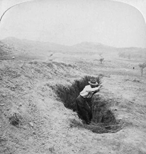 Battle Of Colenso Gallery: Side view of a Boer trench at the foot of Hlangwane Hill, South Africa, 1901