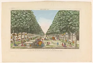 Carriages Prints: View of a boulevard in Paris seen from the Porte Saint-Antoine