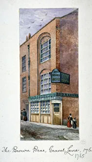 Houndsditch Prints: View of the Brown Bear Tavern, Gravel Lane, Houndsditch, City of London, c1825. Artist