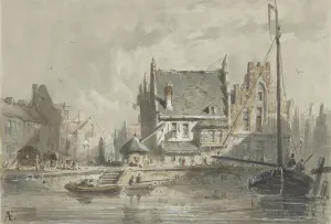 Sailing Barge Prints: View in Brugge, 1828-1897. Creator: Adrianus Eversen