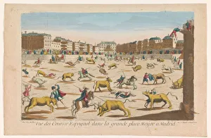 Title Prints: View of a bullfight on the Plaza Mayor in Madrid