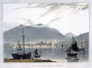 Anglesey Prints: View of Caernarvon Castle from Anglesea, Wales, 1814. Artist: William Daniell