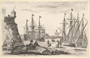 Calais Gallery: View of a part of Calais (Veue d un coin de Calais), a man sitting on an overturned canoe