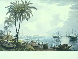 Indian Ocean Prints: A view of Calcutta from a. Point opposite to Kidderpore, 1824-1826. Creator: Robert Havell