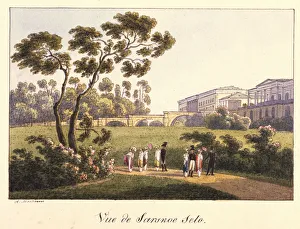 Tsarskoye Selo Prints: View of the Cameron Gallery in the Park in Tsarskoye Selo