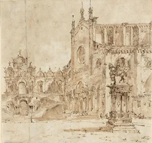 Temporary Prints: View of Campo San Zanipolo with the Temporary Platform Erected for the Visit of Pope