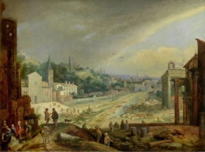 Passer By Prints: A View on the Campo Vaccino in Rome, 1611. Creator: Willem van Nieulandt