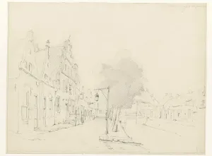 Street Lamp Prints: View of the canal in Hasselt, 1861. Creator: Cornelis Springer