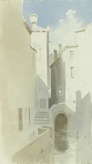 Waterfront Prints: View across a canal in Venice, 1851. Creator: Carl Theodor Reiffenstein