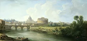 Castel Santangelo Prints: View of the Castel Sant'Angelo in Rome, 1750-1800. Creator: Pierre Antoine de Machy