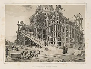 Petersburg Prints: View of the Cathedral surrounded by wooden scaffolding (From: The Construction of the Saint Isaacs Cathedral)