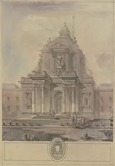 Blondel Prints: View of a cathedral with a twisted spire and truncated wings
