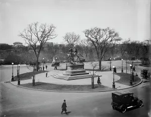 Street Lamp Prints: View of Central Park and Sherman statue from the windows of Hotel Netherland