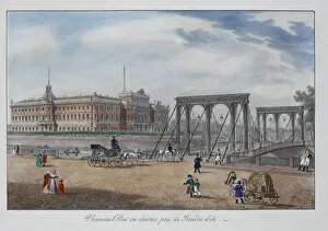 View of the Chain Panteleimonovsky Bridge near the Summer Garden in Saint Petersburg, 1825